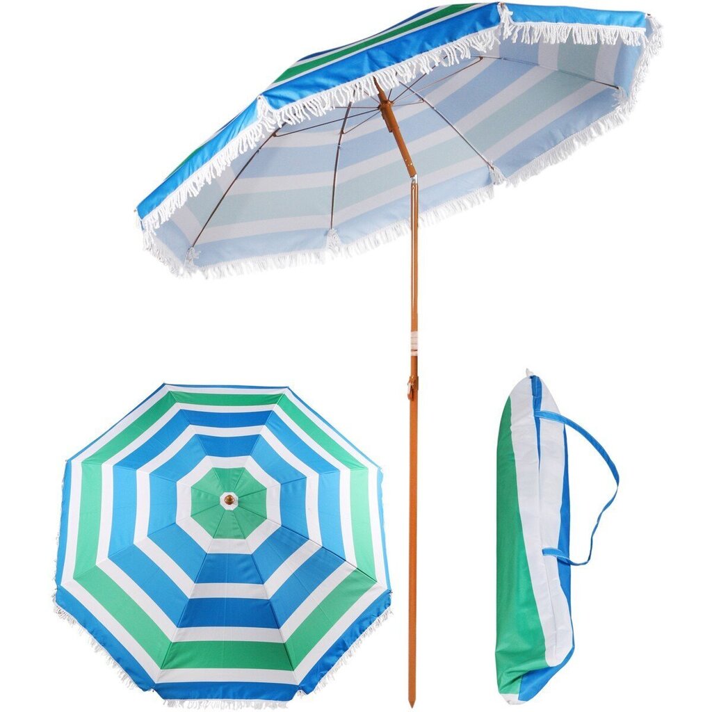 Rannavari Royokamp, 210 cm, sinine / roheline hind ja info | Päikesevarjud, markiisid ja alused | kaup24.ee