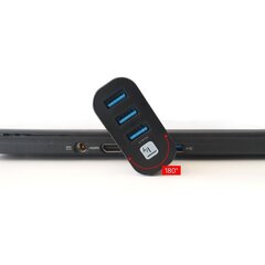 USB 3.0 jagaja Techly 3x USB 3.0 180° pööratava USB-A pistikuga, must цена и информация | Адаптеры и USB-hub | kaup24.ee