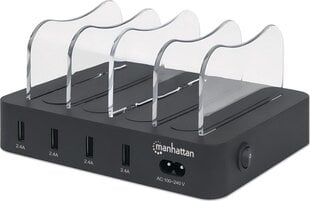 Telefonilaadija Manhattan 4x USB-A 5V 2.4A 34W hind ja info | Mobiiltelefonide laadijad | kaup24.ee