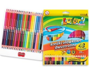 Värvilised kahepoolsed pliiatsid Kolori Penmate, 24 = 48 värvi, kolmnurksed, teritajaga hind ja info | Kirjatarbed | kaup24.ee