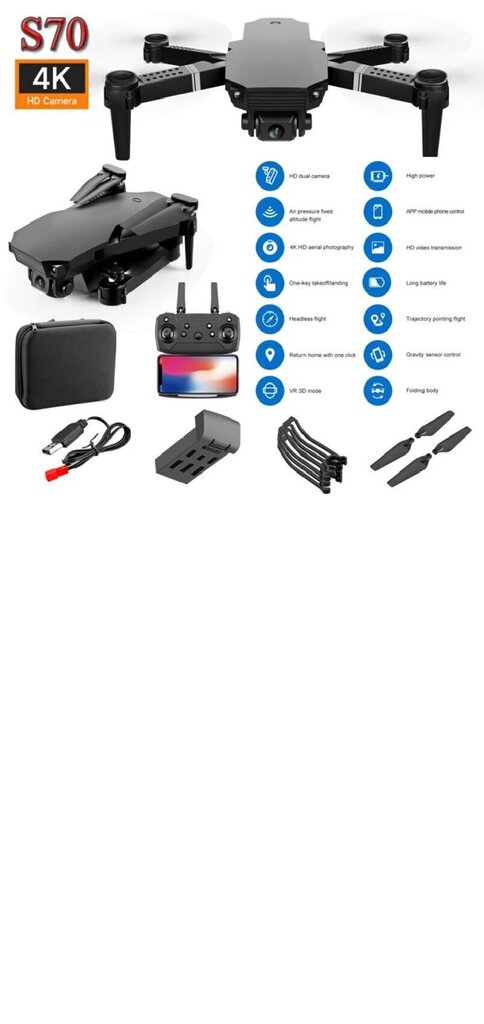 S70 Pro Drone WiFi Fpv Drone 4K 1080P цена и информация | Droonid | kaup24.ee