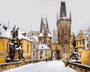 Maalimine numbrite järgi - maalimise komplekt 40x50 cm. "Charles Bridge in winter, Prague" hind ja info | Maalid numbri järgi | kaup24.ee