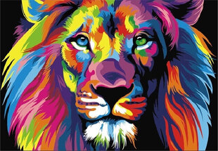 Maalimine numbrite järgi - maalimise komplekt 40x50 cm. "Rainbow lion" hind ja info | Maalid numbri järgi | kaup24.ee