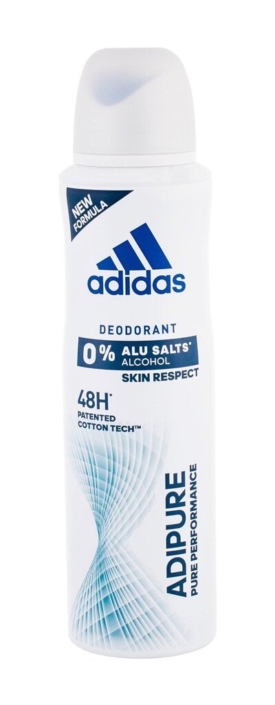 Deodorant Adidas Adipure naistele 150 ml цена и информация | Lõhnastatud kosmeetika naistele | kaup24.ee