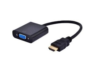 Адаптер Gembird HDMI-A(M) ->VGA (F) + аудио, на кабеле, черный цена и информация | Адаптеры и USB-hub | kaup24.ee