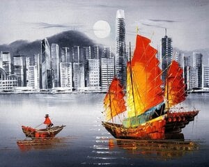 Maalimine numbrite järgi - maalimise komplekt 40x50 cm. "Night Hong Kong" hind ja info | Maalid numbri järgi | kaup24.ee