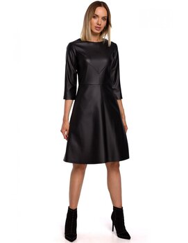 M541 Kunstnahast kleit - must hind ja info | Kleidid | kaup24.ee