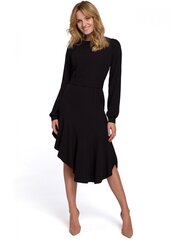 K078 Dress with a gathered belt - black цена и информация | Платья | kaup24.ee