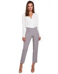 K035 Elastse vöökohaga püksid - hall hind ja info | Naiste püksid | kaup24.ee