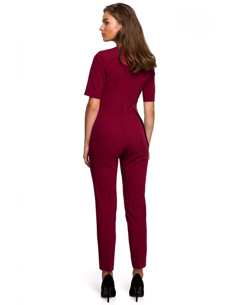 S241 topeltesitusega kombinesoon - Burgundia värvi hind ja info | Naiste pükskostüümid | kaup24.ee