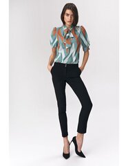 Бирюзовая блуза B111, с зигзагообразной завязкой на вырезе цена и информация | Женские блузки, рубашки | kaup24.ee