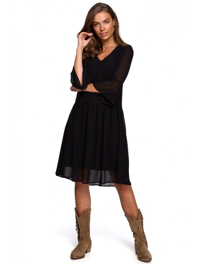 S236 Smooth šifoonist kleit - must цена и информация | Kleidid | kaup24.ee