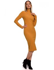 M542 Liibuv Kõrge kraega kleit - sinep Mustard XXL цена и информация | Платья | kaup24.ee
