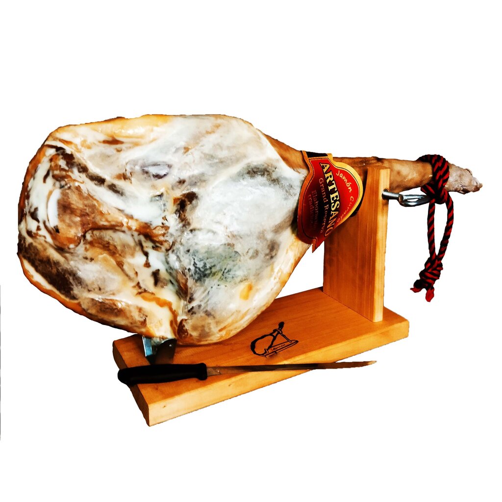 Jamon Gran reserva vinnutatud sink, 6,7kg-7,2kg + noaga alus Jamoniera цена и информация | Lihatooted | kaup24.ee