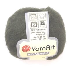 Kudumisniit YarnArt Kid Mohair, värvus tumeroheline 011 hind ja info | Kudumistarvikud | kaup24.ee