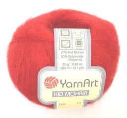 Kudumisniit YarnArt Kid Mohair, värvus punane 02 hind ja info | Kudumistarvikud | kaup24.ee