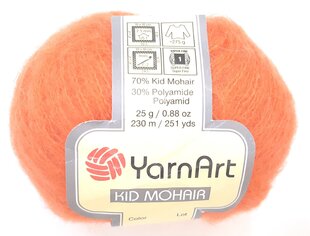 Kudumisniit YarnArt Kid Mohair, värvus oranž 07 hind ja info | Kudumistarvikud | kaup24.ee