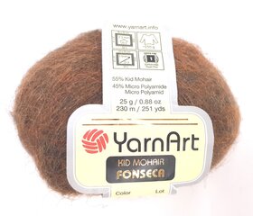 Нитки для вязания YarnArt Kid Mohair Fonseca, цвет темно-коричневый 20R цена и информация | Принадлежности для вязания | kaup24.ee