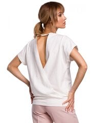 Блузка с короткими рукавами и складкой сзади M498, экрю цена и информация | Женские блузки, рубашки | kaup24.ee