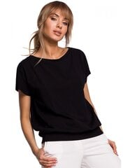 Блузка с короткими рукавами и складкой сзади M498, черная цена и информация | Женские блузки, рубашки | kaup24.ee