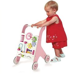 Puidust tõukur - Viga tegevuskeskus, roosa hind ja info | Imikute mänguasjad | kaup24.ee