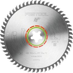 Пильный диск Festool, HW 190x2,6 FF TF54 LAMINATE/HPL 492052 цена и информация | Механические инструменты | kaup24.ee