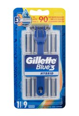 Бритва + 9 бритвенных головок Gillette Blue3 Hybryd цена и информация | Косметика и средства для бритья | kaup24.ee