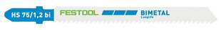 Пильное полотно для лобзика Festool, HS 75/1,2 BI/5 METAL STEEL/STAINLESS STEEL 204270 цена и информация | Механические инструменты | kaup24.ee