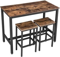Laua ja tooli komplekt Vasagle must, pruun цена и информация | Комплекты мебели для столовой | kaup24.ee