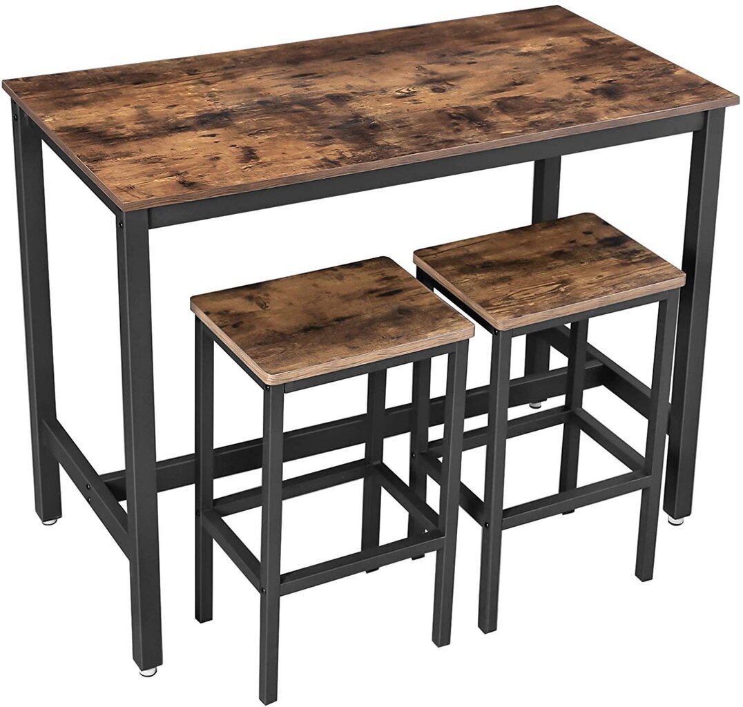Laua ja tooli komplekt Vasagle must, pruun цена и информация | Söögilauakomplektid | kaup24.ee