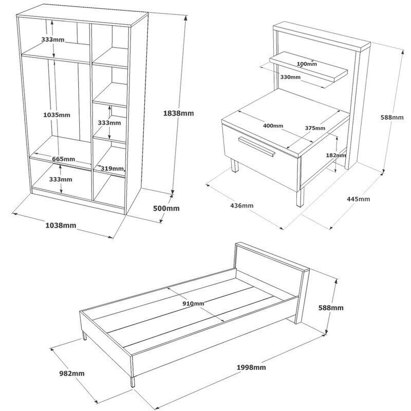 Lastetoa mööblikomplekt Kalune Design HM10, pruun/hall hind ja info | Lastetoa komplektid | kaup24.ee