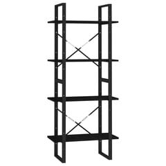 vidaXL 4-korruseline raamaturiiul, 60 x 30 x 140 cm, must, männipuit цена и информация | Полки | kaup24.ee