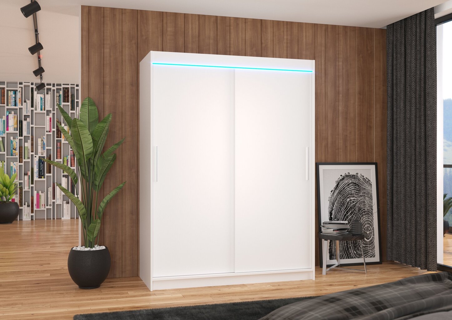 LED valgustusega kapp ADRK Furniture Denver, valge hind ja info | Kapid | kaup24.ee