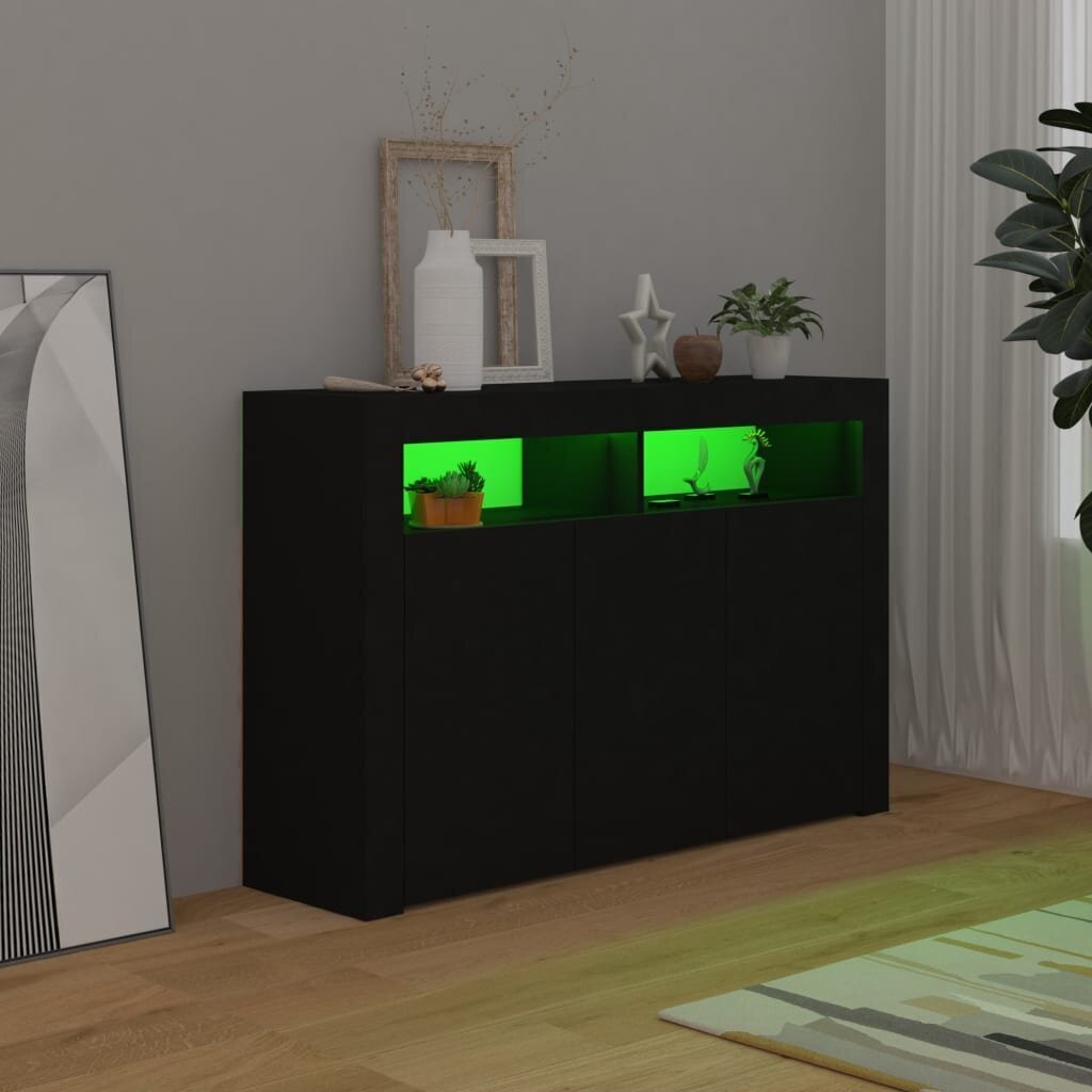 vidaXL puhvetkapp LED-tulega, must, 115,5x30x75 cm hind ja info | Elutoa väikesed kapid | kaup24.ee