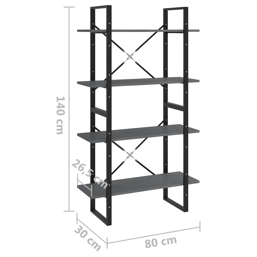 vidaXL 4-korruseline raamaturiiul, 80 x 30 x 140 cm, hall, männipuit hind ja info | Riiulid | kaup24.ee