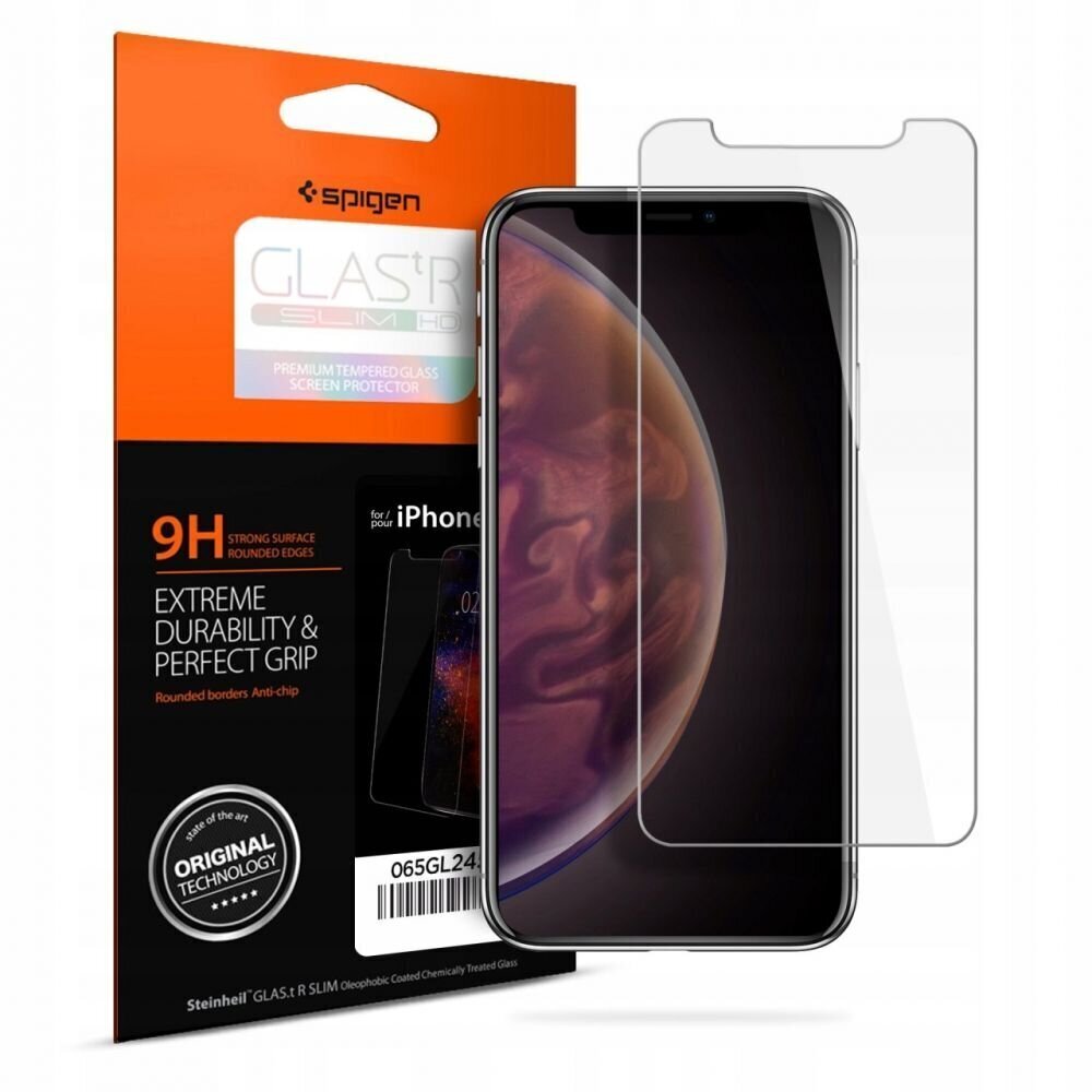 SPIGEN GLAS.TR SLIM ekraanikaitse telefonile iPhone XR ja iPhone 11 цена и информация | Ekraani kaitsekiled | kaup24.ee