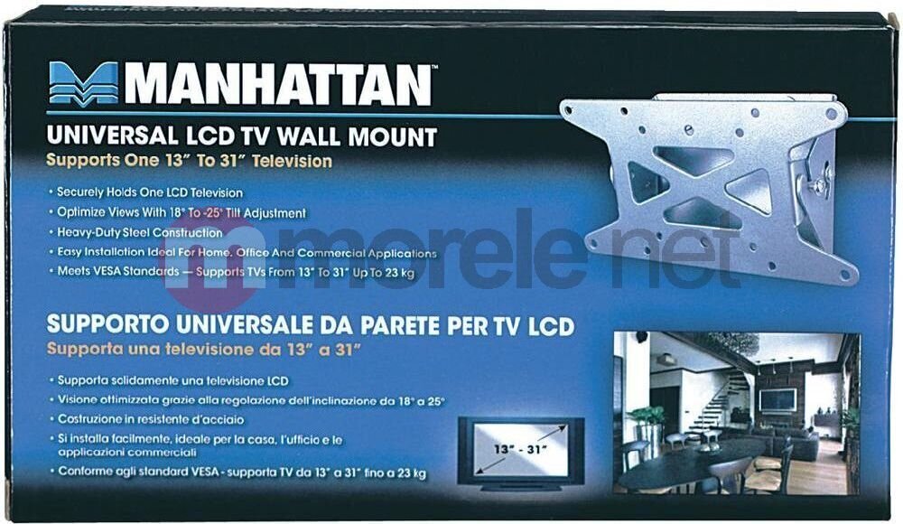 Seinakinnitus Manhattan TV LED/LCD 13-32" 20kg kallutatav, õhuke, hall цена и информация | Teleri seinakinnitused ja hoidjad | kaup24.ee