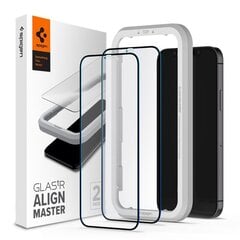 Защитное стекло Spigen ALM для iPhone 12 Pro и iPhone 12, прозрачно-черное цена и информация | Защитные пленки для телефонов | kaup24.ee