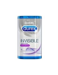 DUREX INVISIBLE EXTRA MÄÄREGA 12 UDS hind ja info | Kondoomid | kaup24.ee