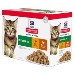 Hill's Science Plan Kitten toit kassipoegadele kalkuni/kanaga, 12 x 85 g цена и информация | Кошачьи консервы | kaup24.ee