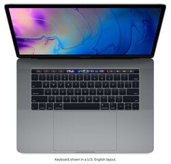 MacBook Pro 2018 Retina 15" 4xUSB-C - Core i7 2.6GHz / 32GB / 512GB SSD / US / Space Gray (kasutatud, seisukord A) hind ja info | Sülearvutid | kaup24.ee