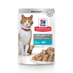 Корм для кошек Hill's Science Plan Sterilised Cat Young Adult с форелью, 12 x 85 г цена и информация | Кошачьи консервы | kaup24.ee