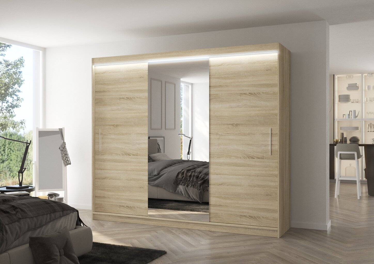 LED valgustusega kapp ADRK Furniture Denis, tamm цена и информация | Kapid | kaup24.ee