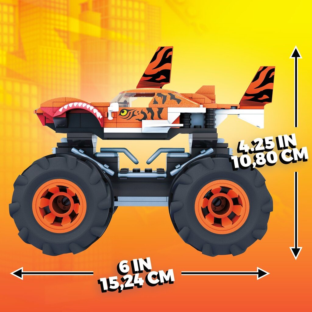 MEGA® Hot Wheels® Monster Truck tiigerhai ehituskomplekt GVM26 цена и информация | Poiste mänguasjad | kaup24.ee