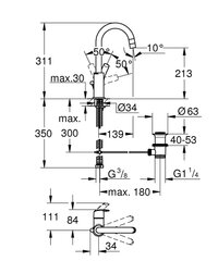 Valamusegisti Grohe Eurosmart New L-suurus, pop-up ventiiliga, 23537002 hind ja info | Köögisegistid | kaup24.ee