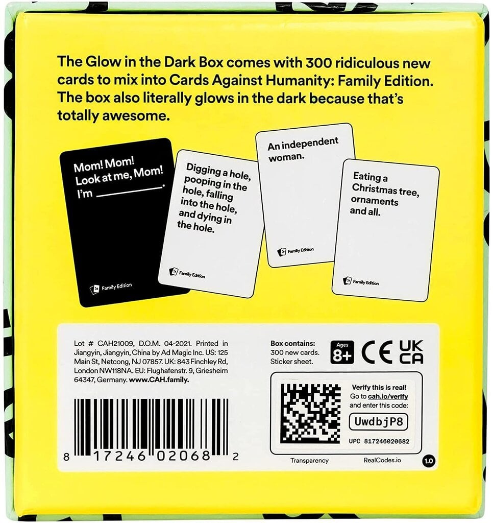 Cards Against Humanity – Family Edition: Glow In The Dark Box hind ja info | Lauamängud ja mõistatused | kaup24.ee