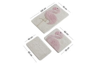Набор ковриков для ванной Pink Flamingo, 3 шт. цена и информация | Аксессуары для ванной комнаты | kaup24.ee