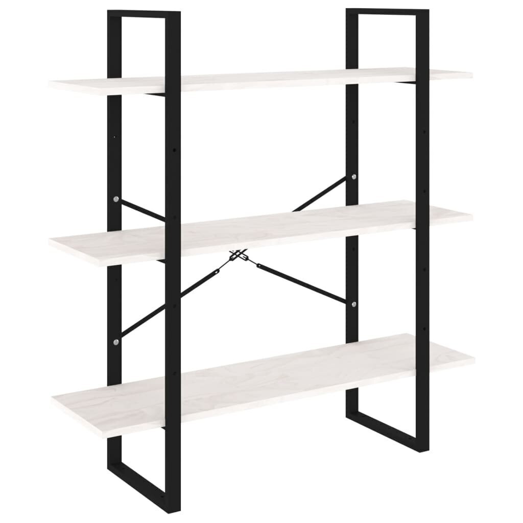 vidaXL 3-korruseline raamaturiiul, 100 x 30 x 105 cm, valge, männipuit hind ja info | Riiulid | kaup24.ee