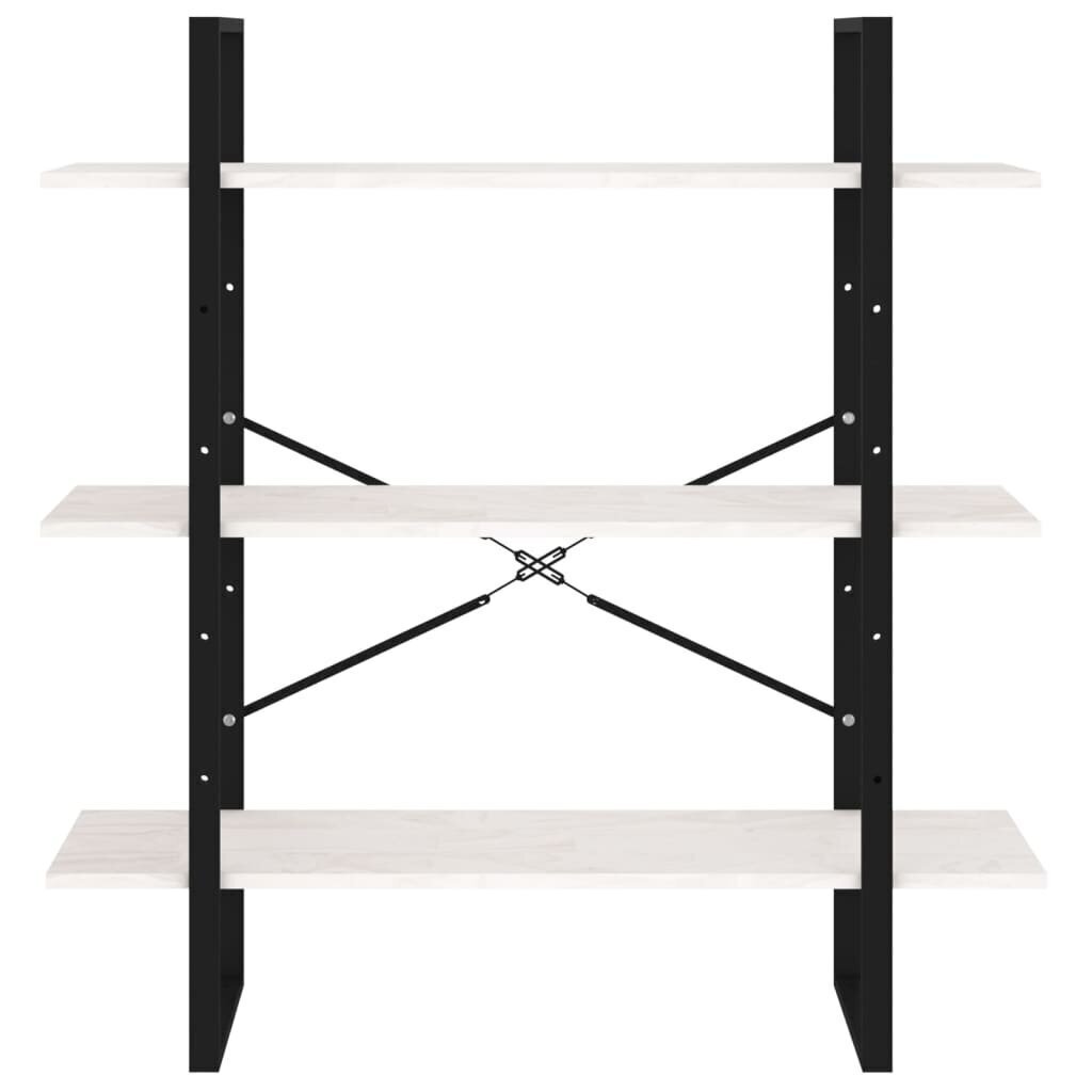 vidaXL 3-korruseline raamaturiiul, 100 x 30 x 105 cm, valge, männipuit hind ja info | Riiulid | kaup24.ee