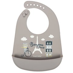 Силиконовый слюнявчик с карманом Canpol Babies Bonjour Paris, navy beige, 74/027 цена и информация | Слюнявчики | kaup24.ee